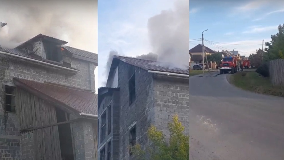 Большой трехэтажный дом загорелся в районе ММС. Видео
