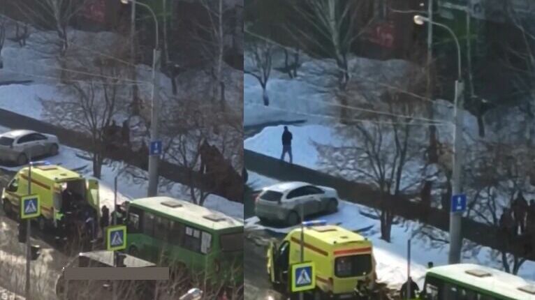 В Тюмени на Пермякова автобус сбил пешехода. Скрин