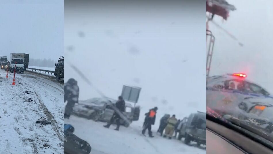 Массовое ДТП произошло на трассе Тюмень – Омск, столкнулись сразу 5 машин. Фото