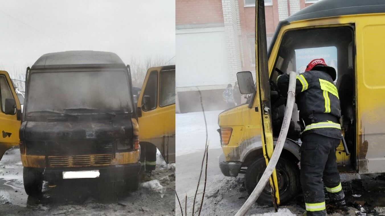 Автофургон Mercedes загорелся в Тюменском районе