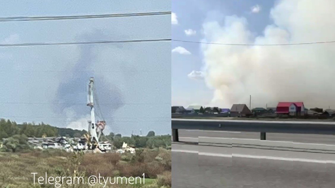 Сильный ландшафтный пожар в районе Каскары около Тюмени. Фото